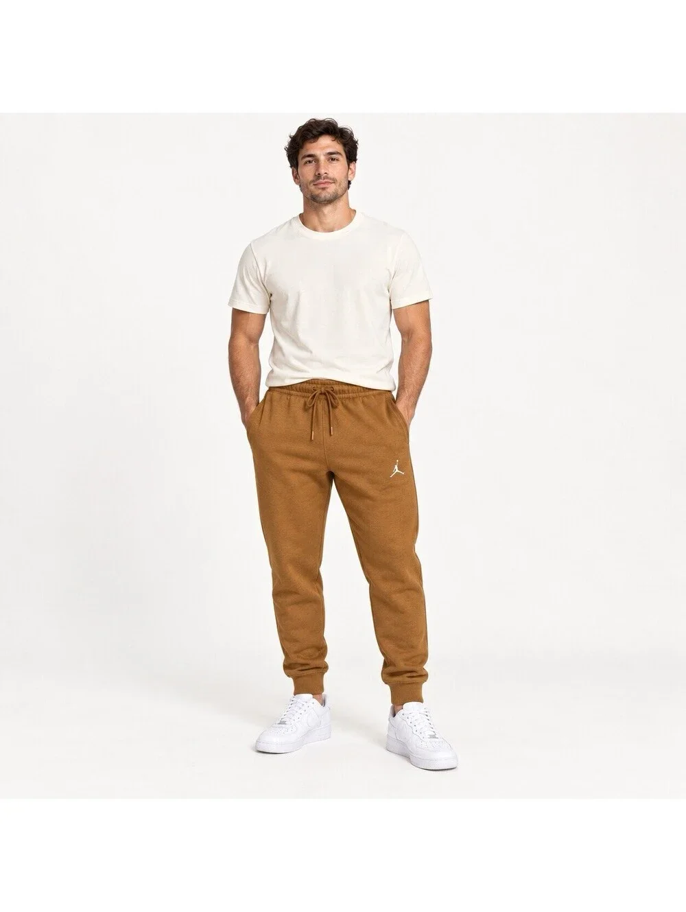 Jordan Men's Brown Fleece Jogger Pants Standard Fit M Drawstring Pockets